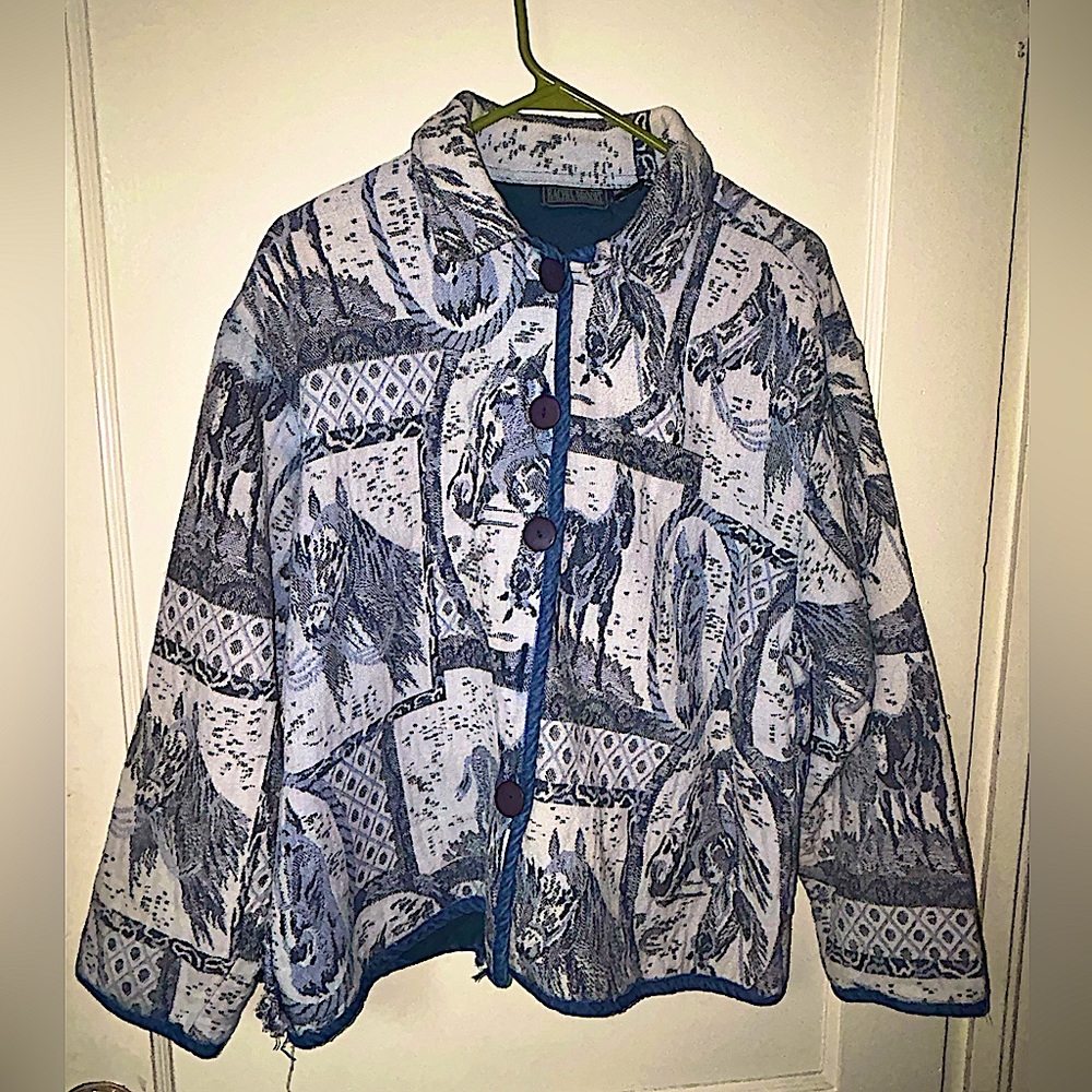 Rachel Brooke extra large knitted all over horse print jacket